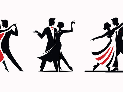 dancing couples, logo, silhouette love