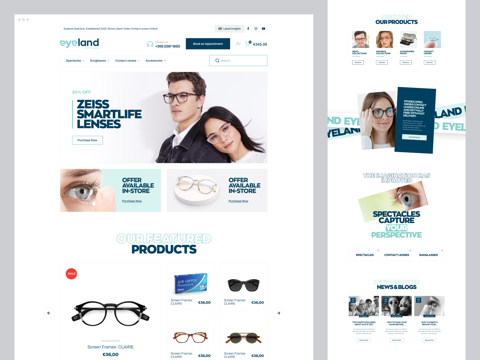 Eyeland Opticians - Visual Identity Website branding creative ecommerce ecommerce website glasses website innovative design online booking online shop online store optical services optical website productdesign sunglasses website typography ui design uiuxdesign user interface ux design visual identity web design