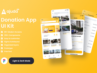 Ajuda 2.0 - Donation App UI Kit design template ui uidesign uikits uiux ux uxdesign