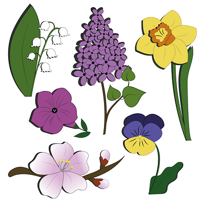 Flowers Set flowers illustration illustrationset set spring vector