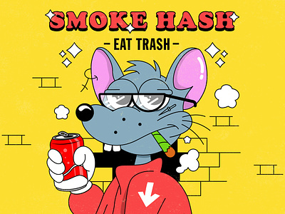 Eat trash 1930 1930s 420 cartoon cartoon character hash illustration merch mouse old cartoon old school rat trash vintage weed