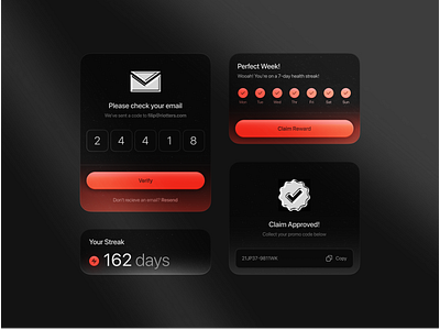 UI Components 3d app card chrome clean components dark design icons mail minimal mobile red streak ui ux