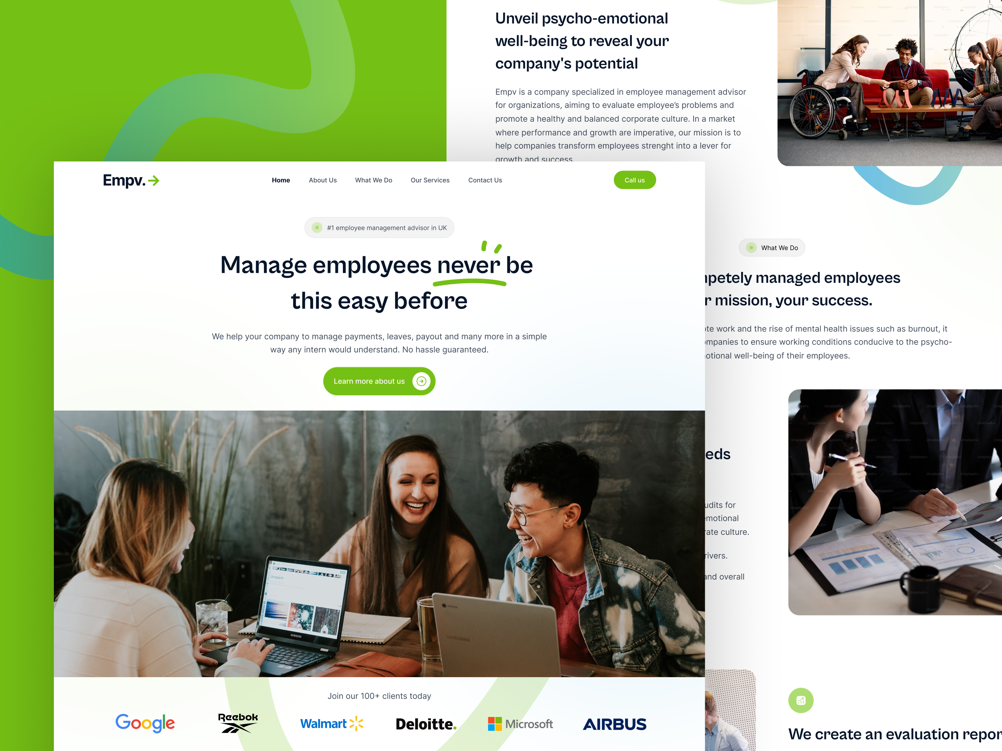Empv. Landing Page Concept - Employee Management Advisor design figma framer landing light management page uiux website