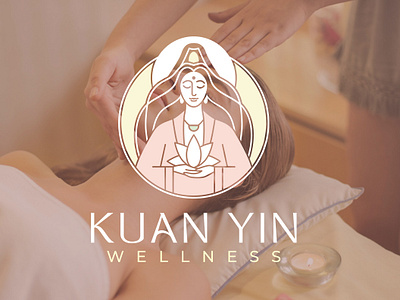 KUAN YIN WELLNESS Logo elegance feminine godess logo design pastel peaceful wellness