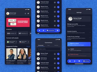 Social Media App - Attach Club android app dark mode figma ios app minimal mobile app new simple design ui ux