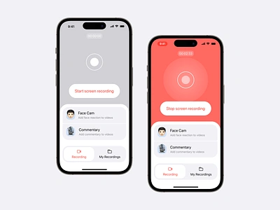 Screen Recorder App app appstore capture design interface ios libragy mirror mobile record recorder screen ui ux video voice webcam
