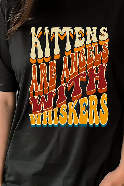 Kittens are angels with whiskers design groovy retro tshirt design vintage