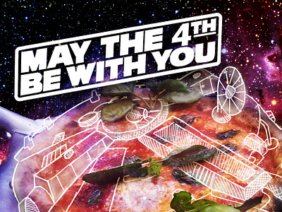 Legendary Pizza Ship adobephotoshop galaxy graphicart graphicdesign marketing may4thbewithyou milleniumfalcon pizza pizzaart spaceship starwars starwarsday