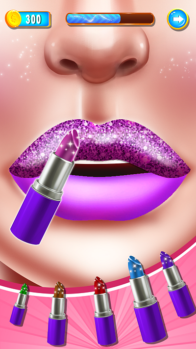 Lip Art 2D Game 2d art game design graphic design illustration kids game lips makeup games ui