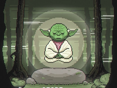 8 Bits Meditating Yoda - After Effects 2danimation 8 bit after effects animation illustration maythe4th motion design motion graphics photoshop pixel art pixelart starwars yoda