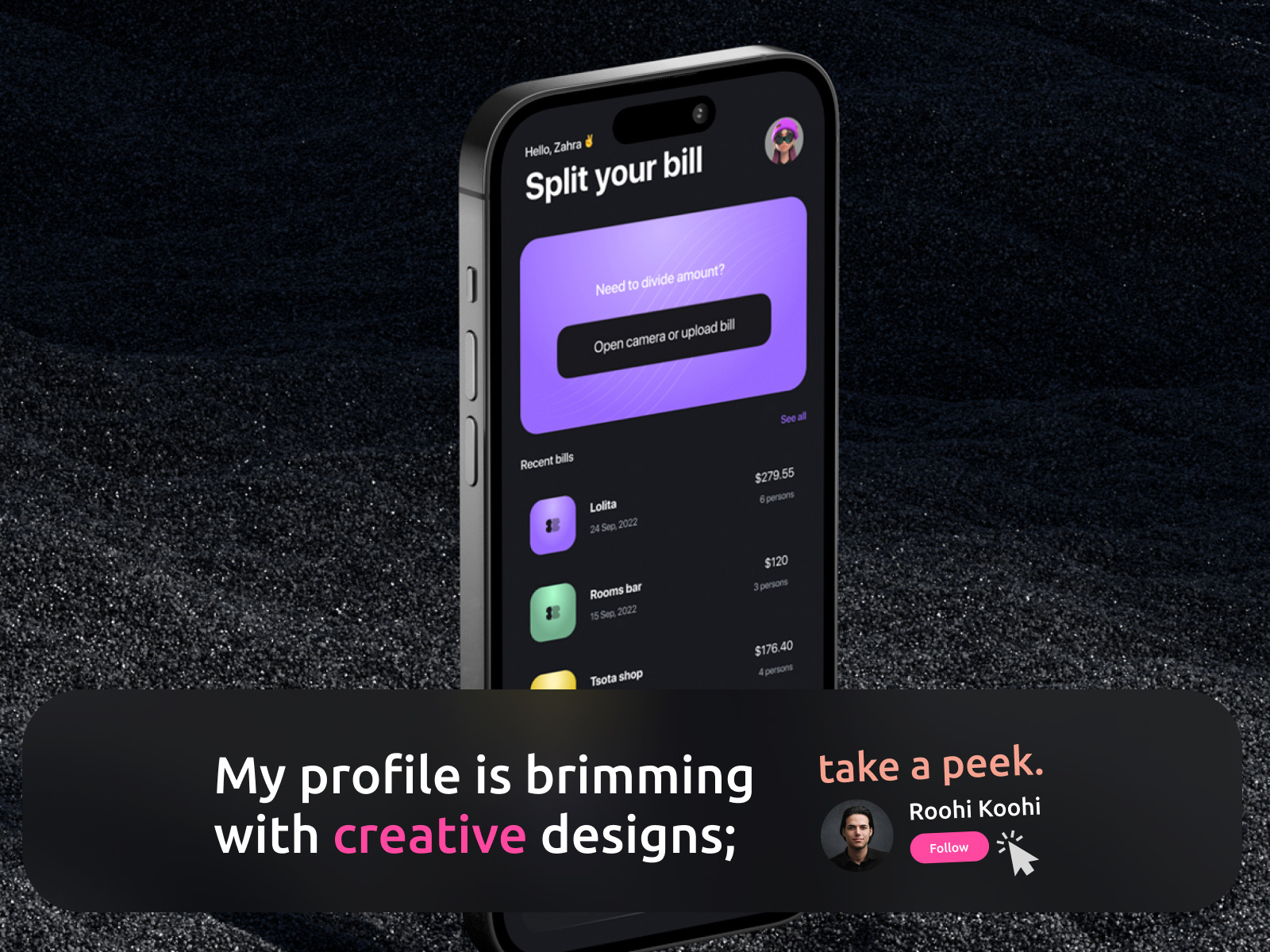 Mobile Payment Assistant Application UI by Roohi Koohi on Dribbble