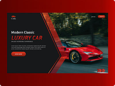 Luxury Car Hero Section car website desig classic car design figma luxury car modern car motor websites professional websites design red responsive designs stunnung designs ui website website designging