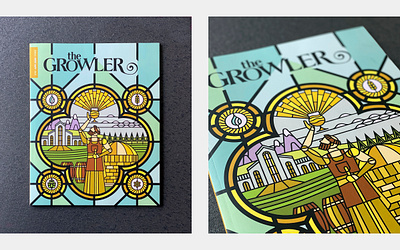 The Growler Mag - Cover Illustration beer illustration sam soulek soulseven stained glass vector