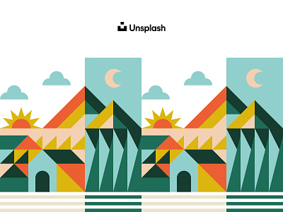 Unsplash illustration 2 building colorful flat design geometric house illustration nature