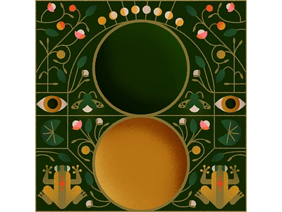 8 Lunar Phases 36daysoftype 8 adobe animation eye flowers frog gold green hiddentype illustration linework lunar lunar phases moon muti nature noise texture