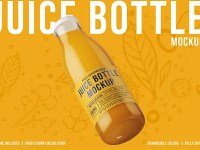 Juice Bottle Mockup alcohol beverage branding easy to use free fruit graphic design juice juice mockup label mock up mockup natural organic packaging smart smoothie vegetables