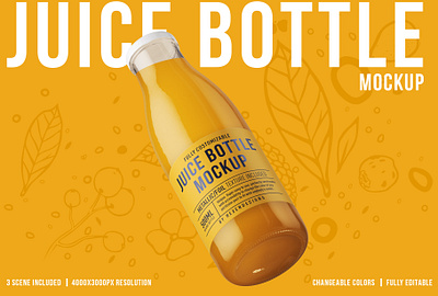 Juice Bottle Mockup alcohol beverage branding easy to use free fruit graphic design juice juice mockup label mock up mockup natural organic packaging smart smoothie vegetables