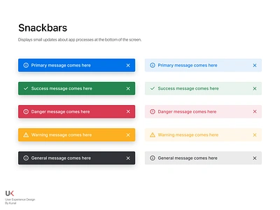Snackbars Toast UI Design app appdesign art branding design graphic design illustration illustrator logo mobileapp notification product snackbar toast ui uiux userexperience userinterface ux webdesign