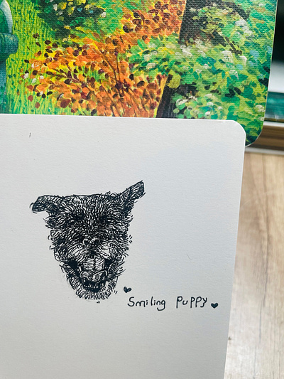 Smiling puppy illustration sketch