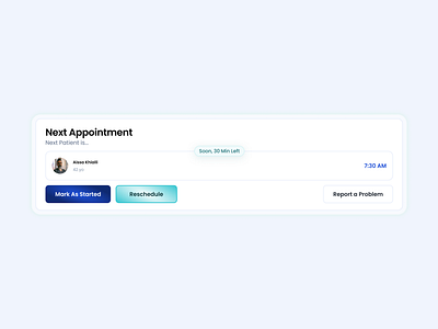 Appointment card dashboard dashbaord health medical minimal saas health skeurmeuphism ui ux user interface