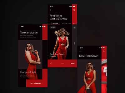 Red Hot Fashion: Unveiling Our Chic Shopping App Concept 💃🛍️ cart chic concept dark mode glamour hot ios minimal model red red dress shopping stunning style trending