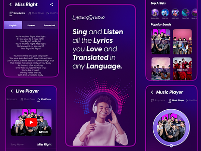Lyric Studio Music App 🔥 graphic design ui