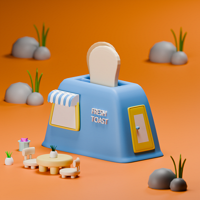 Low Poly 3D Model 53: Toaster 3d animation app branding design graphic design illustration logo motion graphics typography ui ux vector