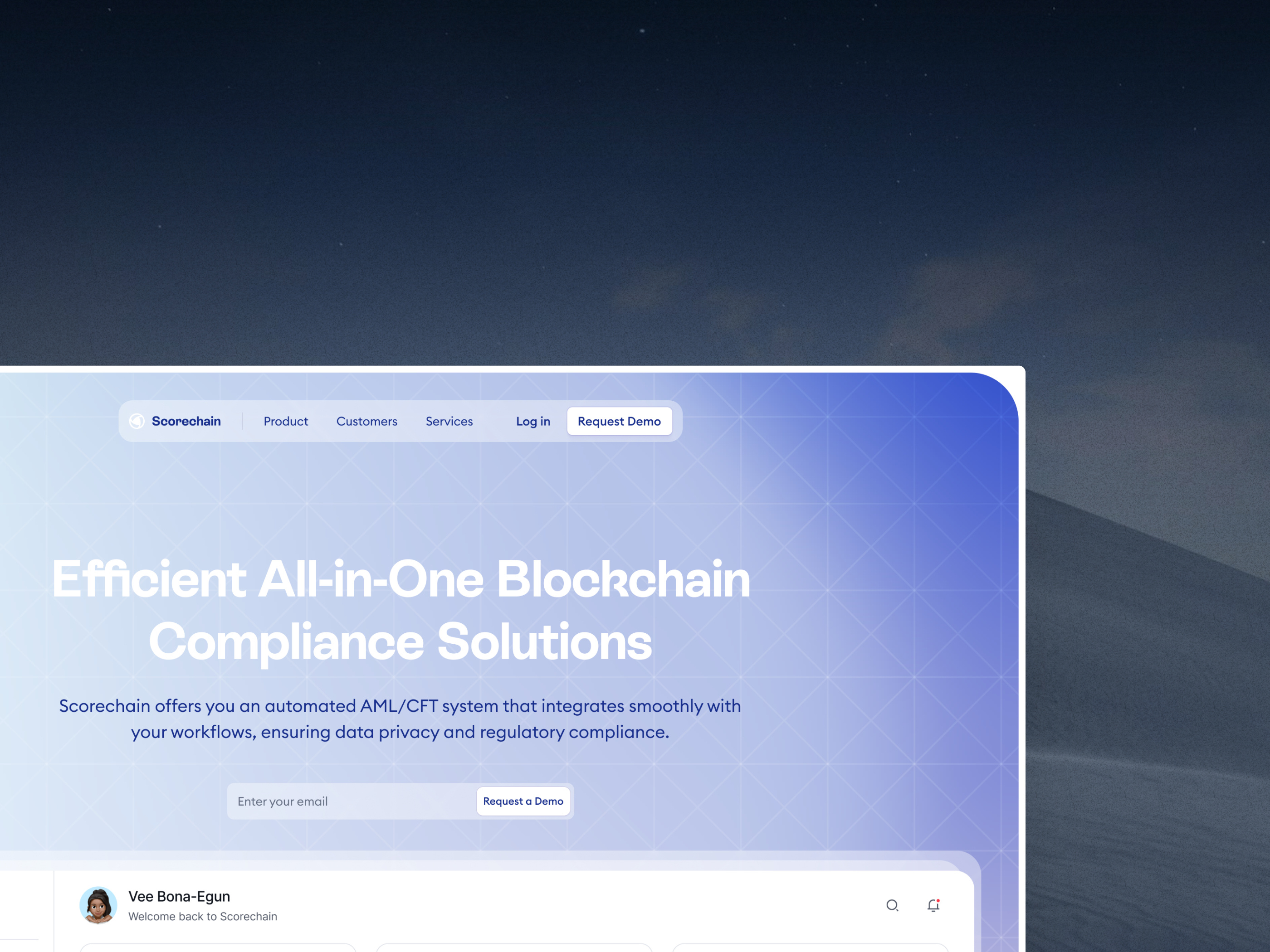 Hero Section for Blockchain Compliance Company blockchain crypto design figma herosection ui web3 webdesign