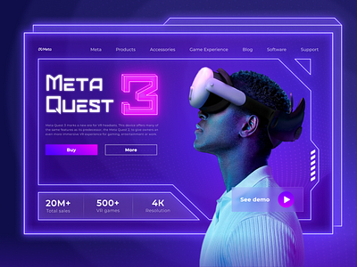 Landing page about Meta Quest 3 | UX/UI design concept figma landing landing page oculus quest photoshop ui ux uxui web design web site