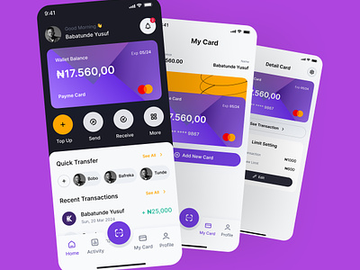 Fintech Card App ui bill app branding card app card ui design fintech product design savings app transer app ui uiux