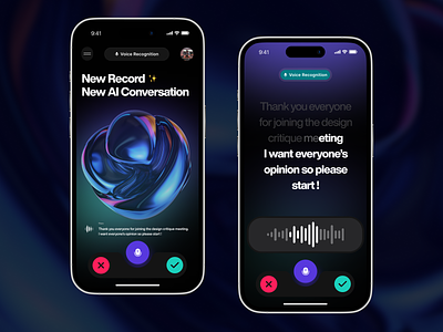 AI recorder ai app branding dark dashboard design graphic design illustration logo minimal mobile app recorder app recording siri ui ux vector voice