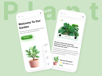 Plant - Website Responsive Design clean design creative figma flowers green house plant kh riad landing page minimal mobile app design plant app plants ecommerce ship app snaket ui ux web design website xd