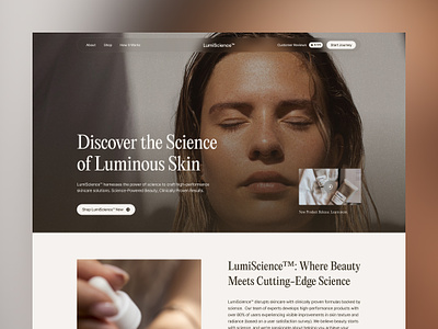 LumiScience™: Science-Powered Beauty beauty branding graphic design health landing page skincare web design