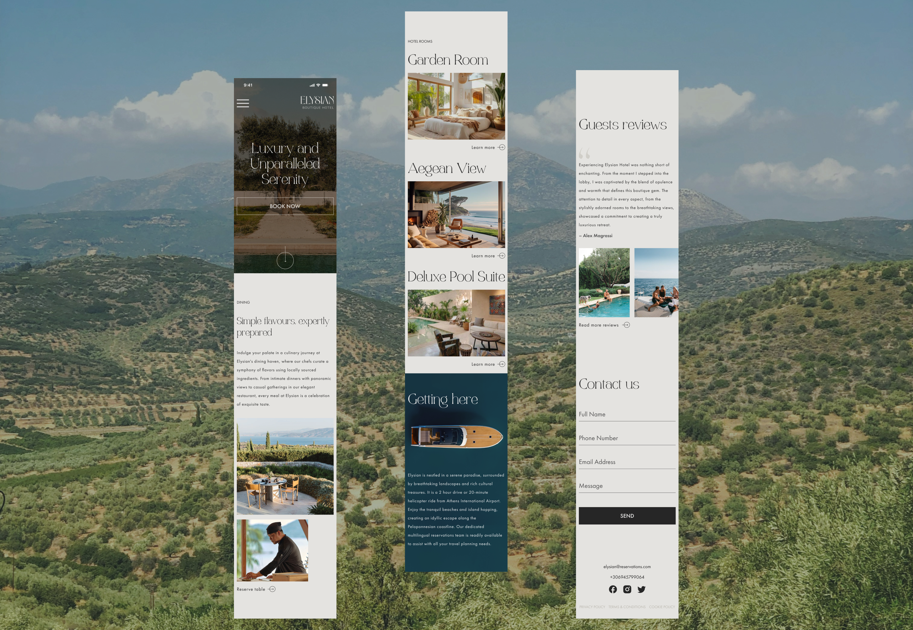 Elysian Boutique Hotel branding ui visual web website