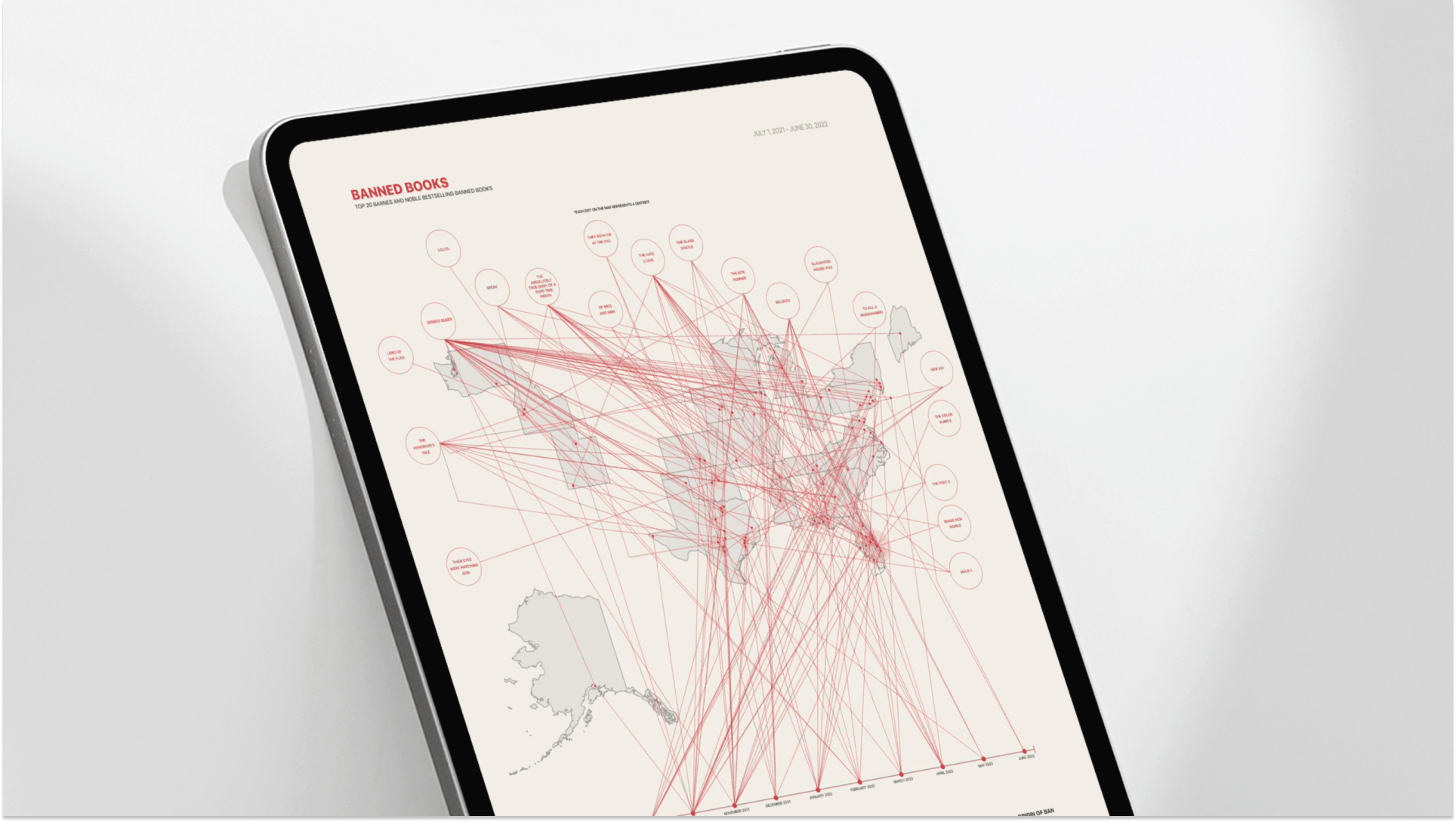 Banned Books, Data Visualization animation branding data visualization design digital figma illustration prototyping timeline typography ui us map user interface vector