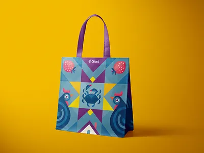 Giant Food “This is Home” bag bag design bauhaus delaware folk art geometric giant foods grocery bag heart and soul marketing illustration local print quilt this is home tote vector illustration
