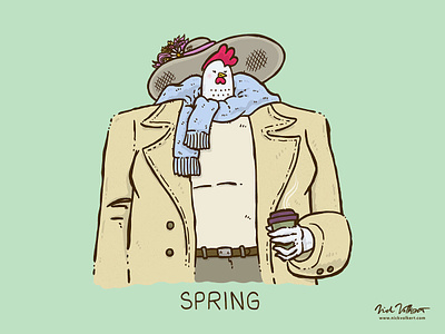 Spring Chicken chicken coffee derby derby hat floral flowers illustration illustrator spring spring chicken springtime