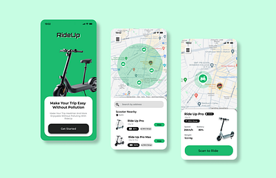 E-Scooter Rental App 3d animation app appstartup branding design e commerce electricity figma graphic design illustration logo mobileapp motion graphics renting scooter scooter renting app travel ui