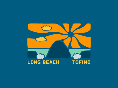 Long Beach Tofino Surf Wave Sun Illustration beach illustration mountain ocean pnw sun surf tofino vector wave