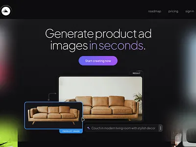 Product ad website ai clean design product website