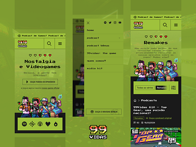 99Vidas Podcast 8bit branding css game html logo mobile php pixel art rebranding ui ui design wordpress