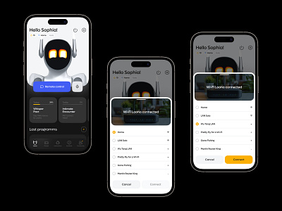 Loona Robot App app bottomsheet branding clean design flat illustration interface logo mobile robot settings smart ui ux