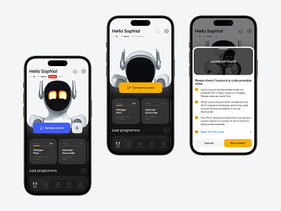 Loona Robot App app branding clean connection design flat illustration interface logo main mobile robot settings smart ui ux