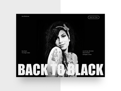 Amy Winehouse Website Concept album amy winehouse artist black figma graphic design landing page movie singer ui website white