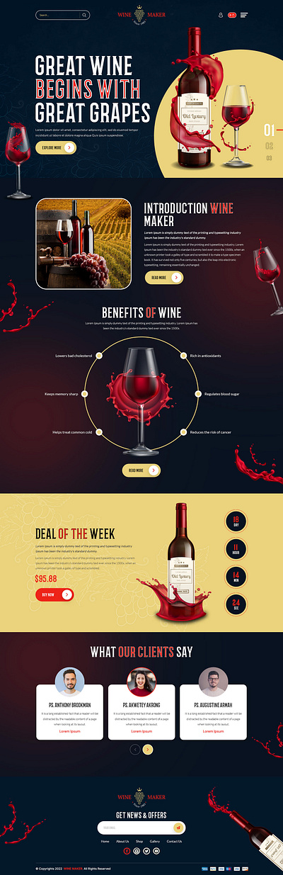 Web design Landing Page Design Concept for Wine Maker 3d animation branding graphic design logo motion graphics ui