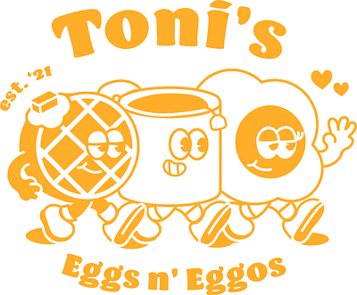 Toni's Cafe branding cafe cute design graphic design logo mascot restaurant retro vector