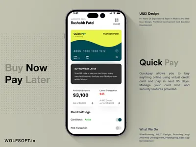 Quick Pay - Buy now pay later Fintech app ai app artificial intelligence branding dashboard design finance fintech home page mobile powered tempalte ui uiux ux