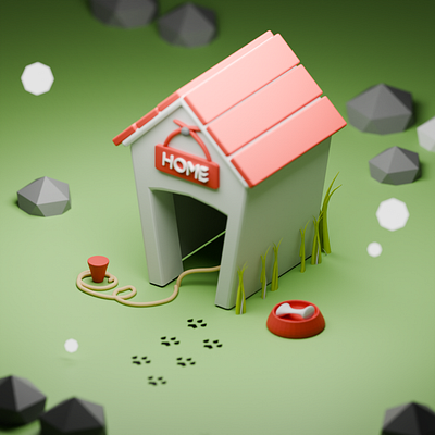 Low Poly 3D Model 54: Dog House 3d animation app branding design graphic design illustration logo motion graphics typography ui ux vector