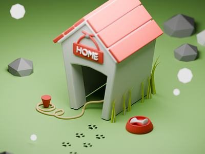 Low Poly 3D Model 54: Dog House 3d animation app branding design graphic design illustration logo motion graphics typography ui ux vector