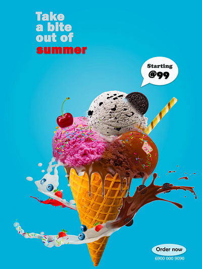 Poster design for ice cream brand branding graphic design